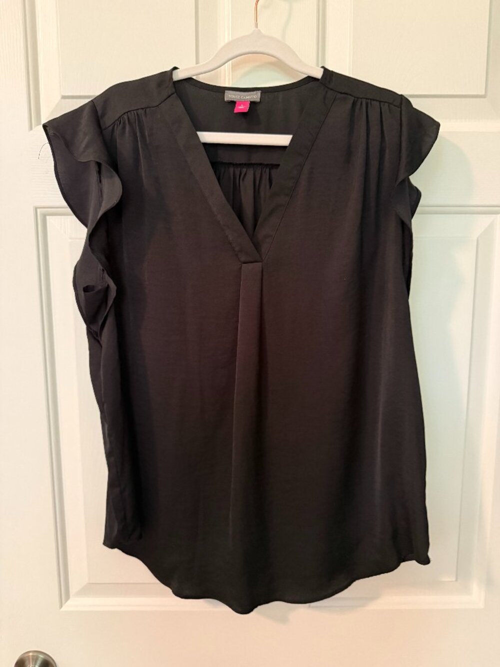 Vince Camuto Black Flutter Sleeve V-Neck Blouse - Size L - New!
